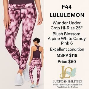 Lululemon F44 Train Times 7/8 Leggings Size 6Blush Blossom Alpine